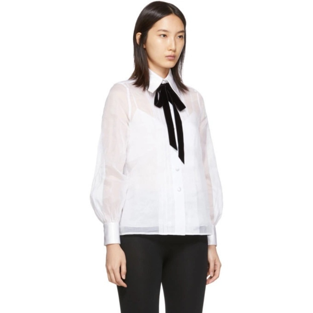 Marc Jacobs Runway White Pleated Ribbon Shirt